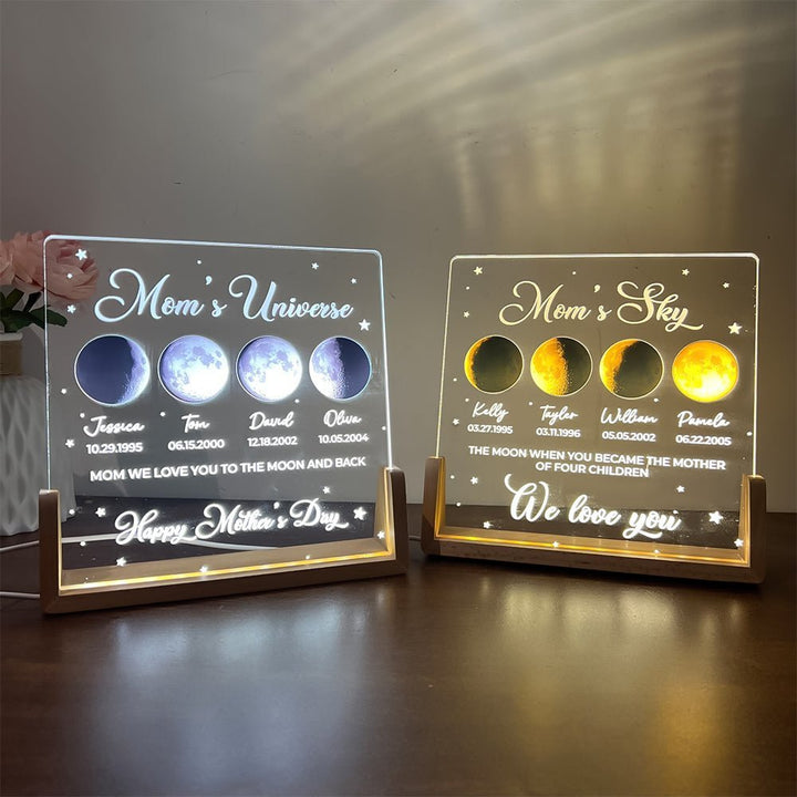 Personalized Real Moon Phase LED Light Painting-Mom's Sky - Canvasgiftco