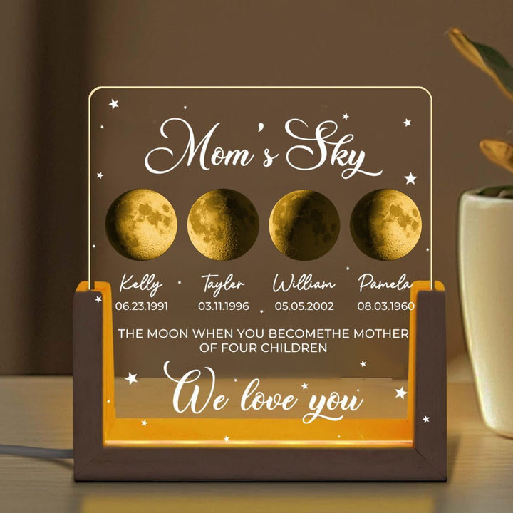 Personalized Real Moon Phase LED Light Painting-Mom's Sky - Canvasgiftco