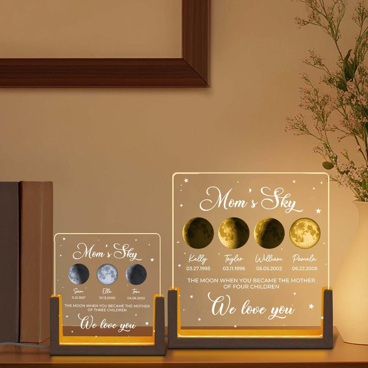 Personalized Real Moon Phase LED Light Painting-Mom's Sky - Canvasgiftco