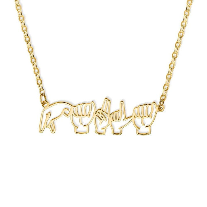 Personalized Sign Language Necklace with Fingerspelling Name Charm - Canvasgiftco