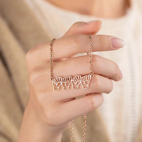 Personalized Sign Language Necklace with Fingerspelling Name Charm - Canvasgiftco