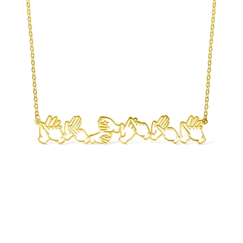 Personalized Sign Language Necklace with Fingerspelling Name Charm - Canvasgiftco