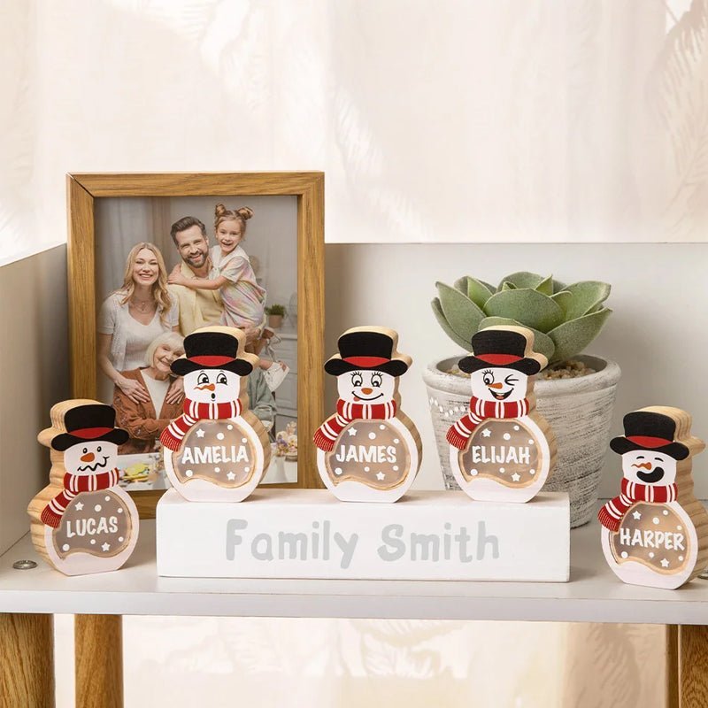 🎄 Personalized Snowman Wooden Decoration - Custom Christmas Charm for Your Home! - Canvasgiftco
