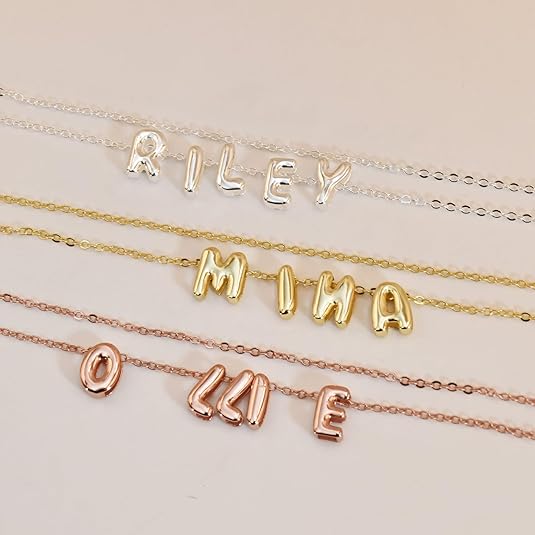 Personalized Tiny Balloon Initial Name Necklace - Canvasgiftco