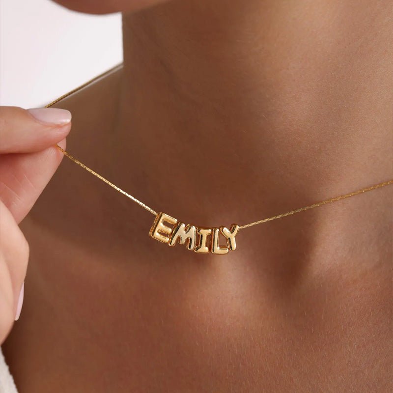 Personalized Tiny Balloon Initial Name Necklace - Canvasgiftco