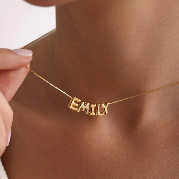 Personalized Tiny Balloon Initial Name Necklace - Canvasgiftco