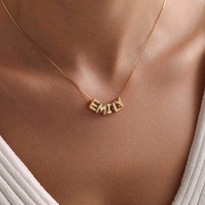 Personalized Tiny Balloon Initial Name Necklace - Canvasgiftco