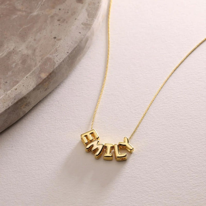 Personalized Tiny Balloon Initial Name Necklace - Canvasgiftco