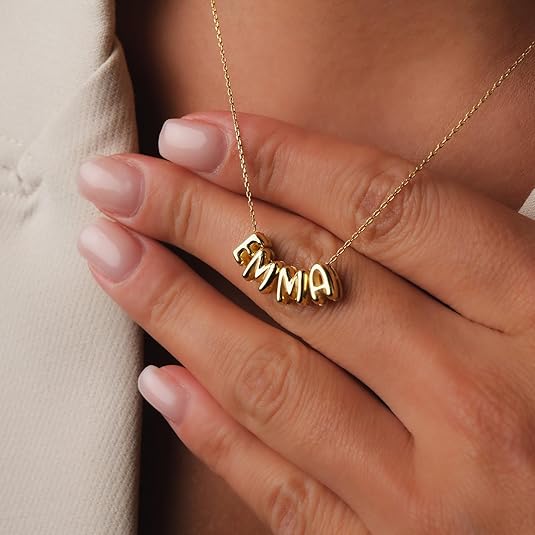 Personalized Tiny Balloon Initial Name Necklace - Canvasgiftco