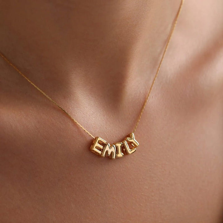 Personalized Tiny Balloon Initial Name Necklace - Canvasgiftco
