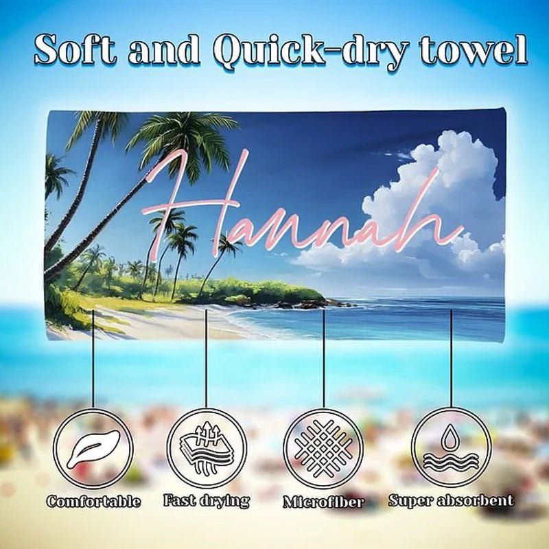 Personalized Tropical Beach Palm Tree Oversized Beach Towel - Canvasgiftco