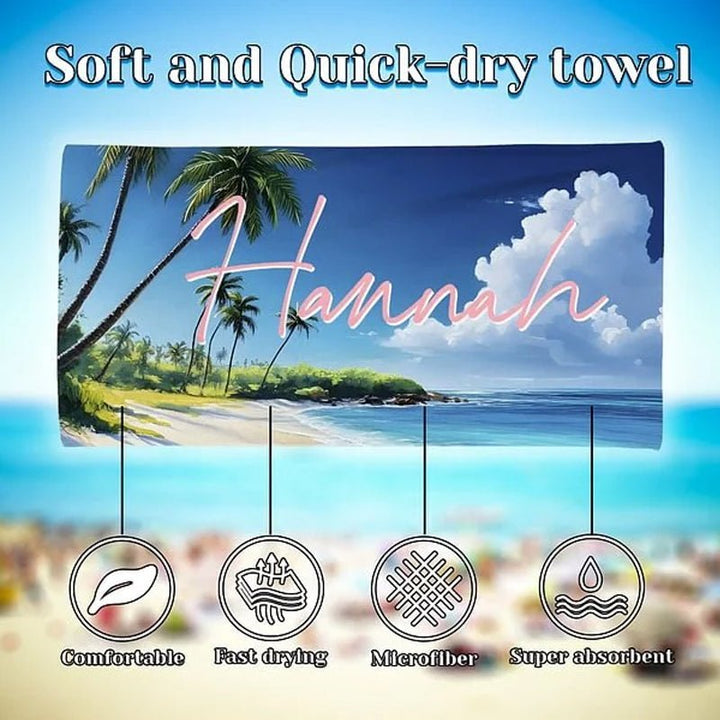 Personalized Tropical Beach Palm Tree Oversized Beach Towel - Canvasgiftco