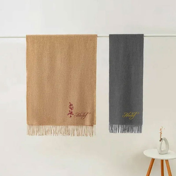 Personalized Ultra-Soft Warm Scarf with Birth Flower and Custom Text - Canvasgiftco