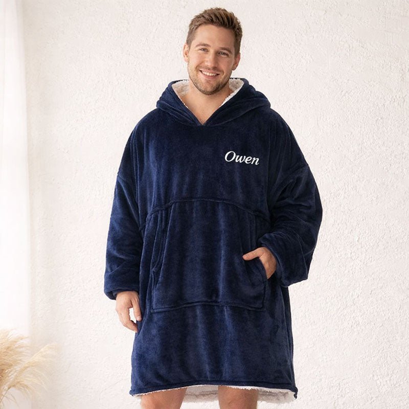 Personalized Wearable Blanket Hoodie with Embroidered Name - Canvasgiftco