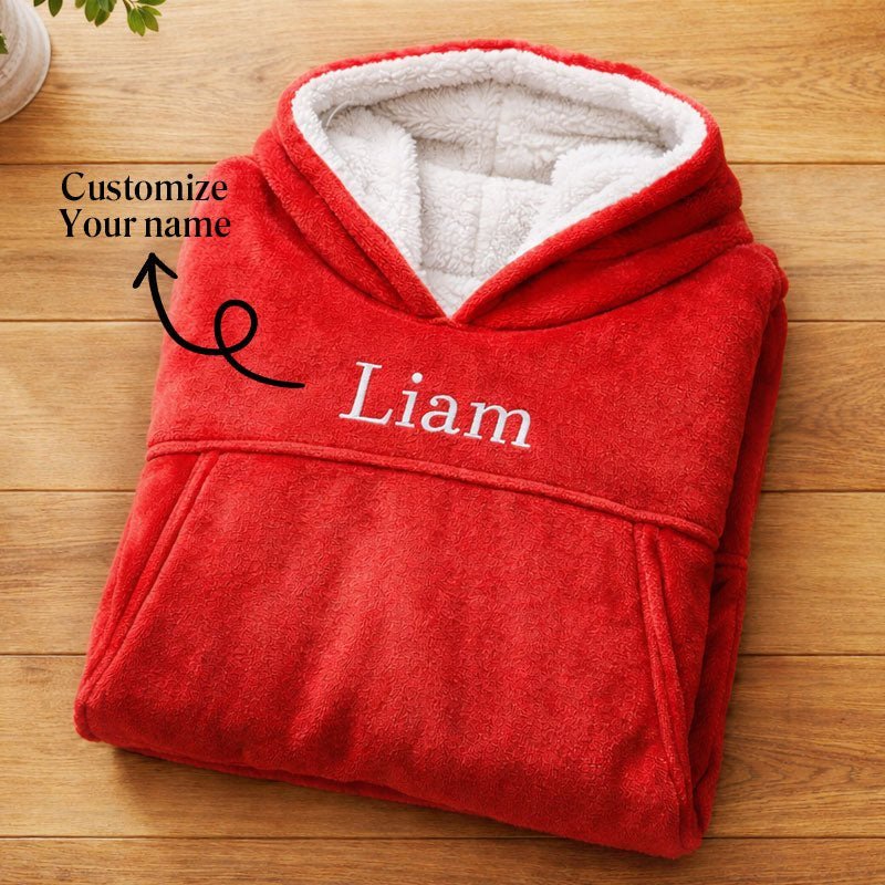 Personalized Wearable Blanket Hoodie with Embroidered Name - Canvasgiftco