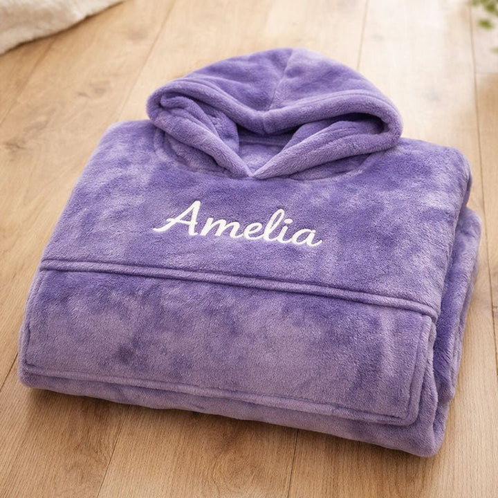 Personalized Wearable Blanket Hoodie with Embroidered Name - Canvasgiftco