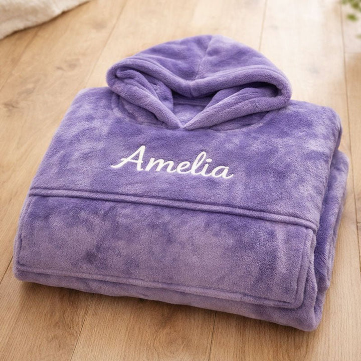 Personalized Wearable Blanket Hoodie with Embroidered Name - Canvasgiftco
