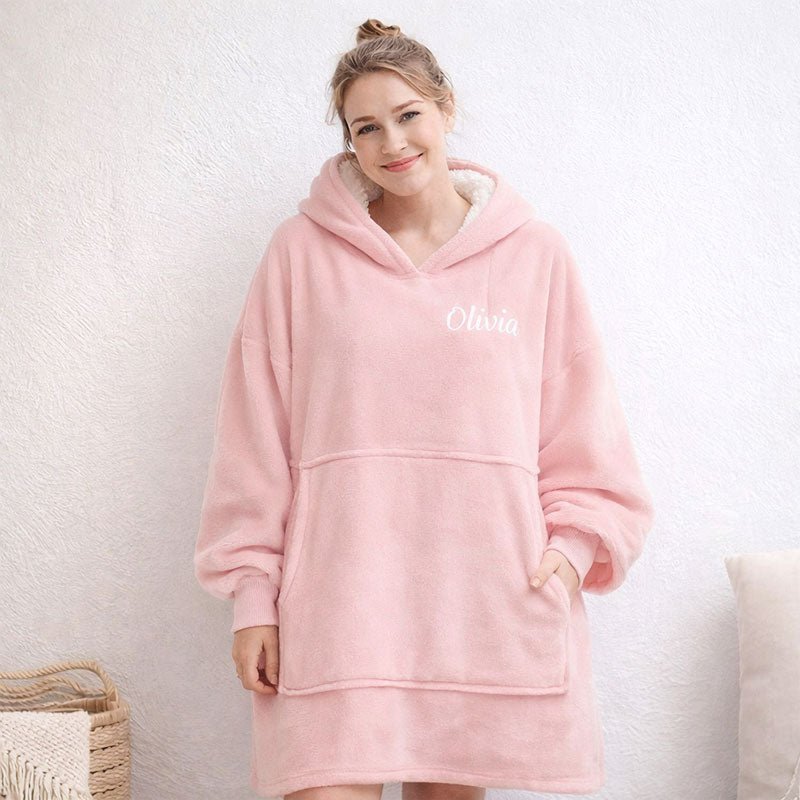 Personalized Wearable Blanket Hoodie with Embroidered Name - Canvasgiftco