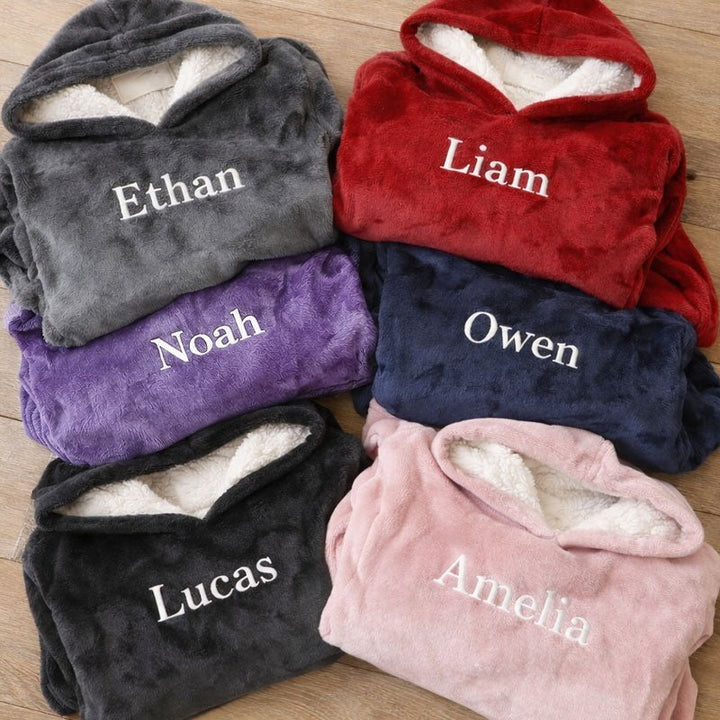 Personalized Wearable Blanket Hoodie with Embroidered Name - Canvasgiftco