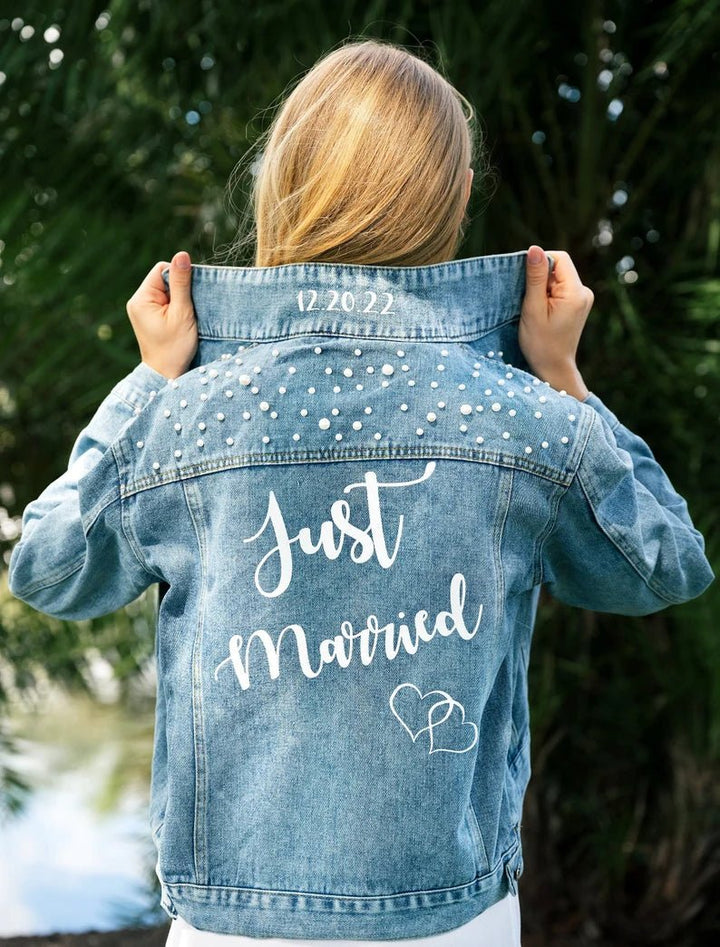 Personalized Wedding Bridal Denim Jacket - Canvasgiftco