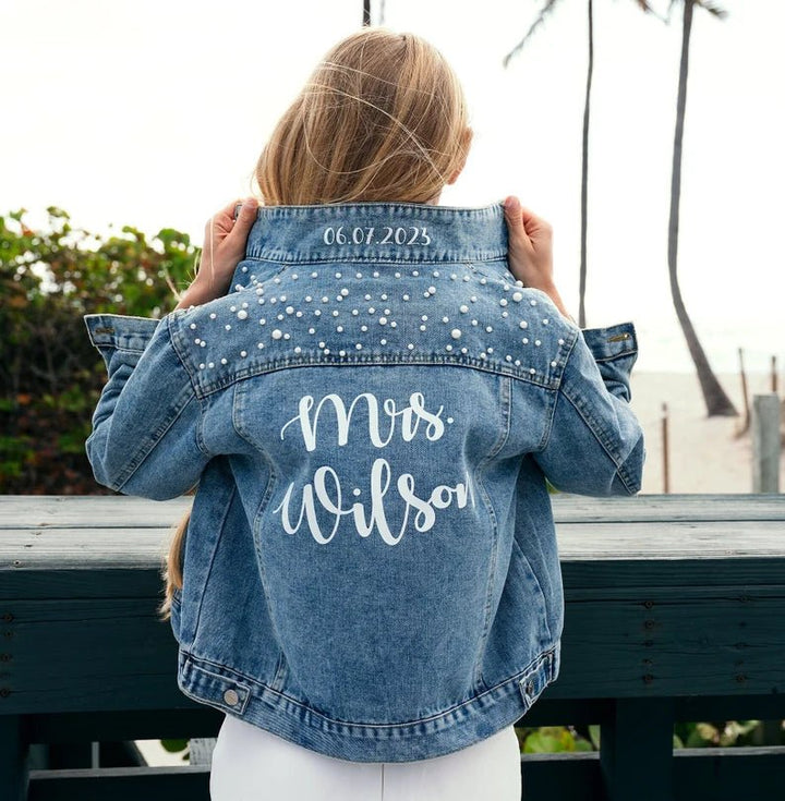 Personalized Wedding Bridal Denim Jacket - Canvasgiftco