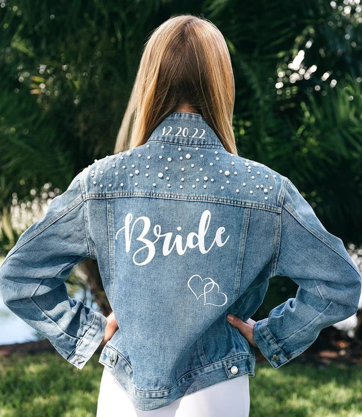 Personalized Wedding Bridal Denim Jacket - Canvasgiftco