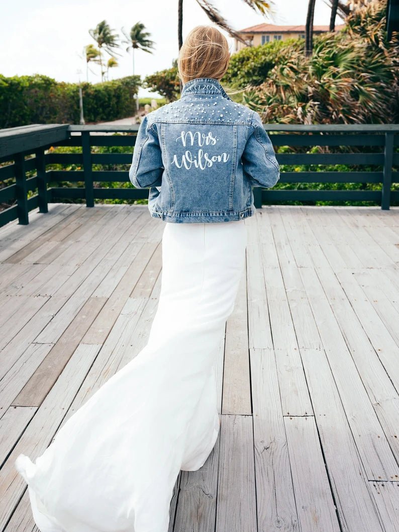 Personalized Wedding Bridal Denim Jacket - Canvasgiftco