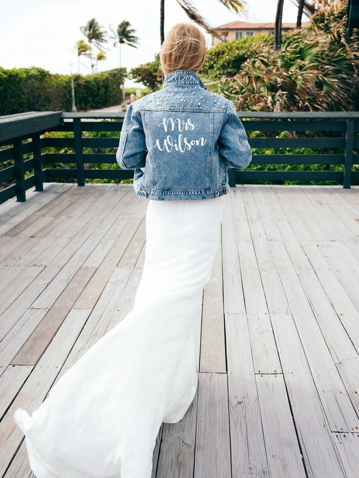 Personalized Wedding Bridal Denim Jacket - Canvasgiftco