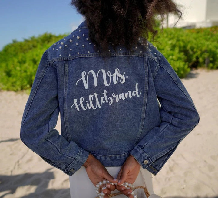 Personalized Wedding Bridal Denim Jacket - Canvasgiftco