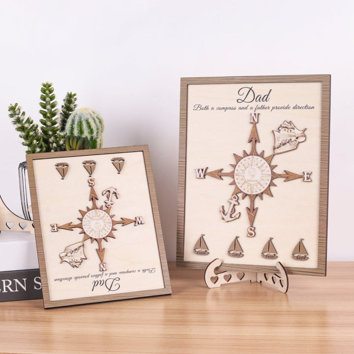 Personalized Wooden Compass Plaque – A Tribute to Dad - Canvasgiftco