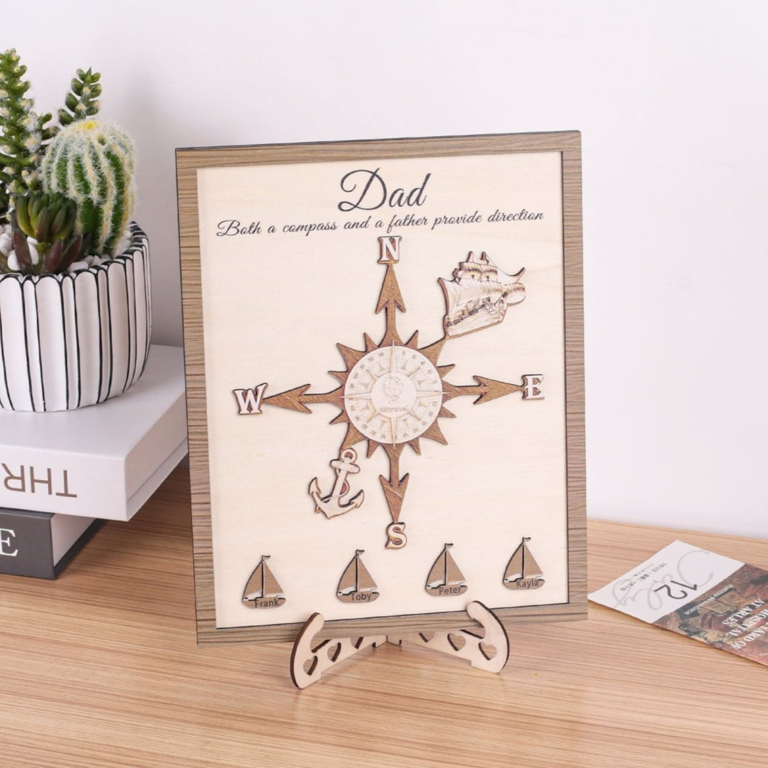 Personalized Wooden Compass Plaque – A Tribute to Dad - Canvasgiftco
