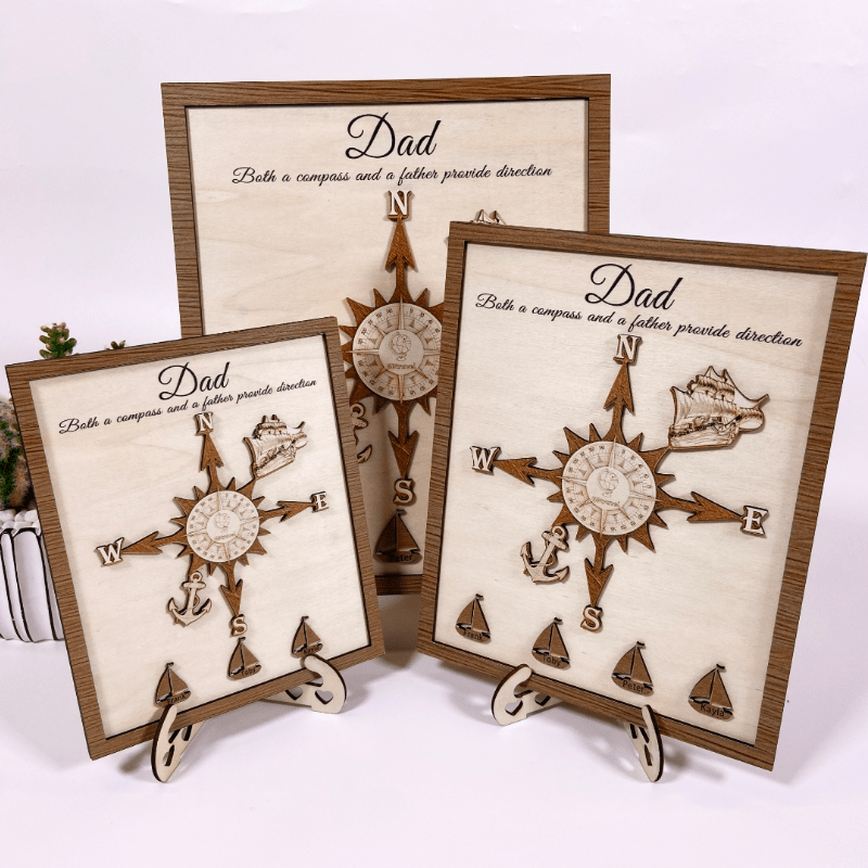 Personalized Wooden Compass Plaque – A Tribute to Dad - Canvasgiftco