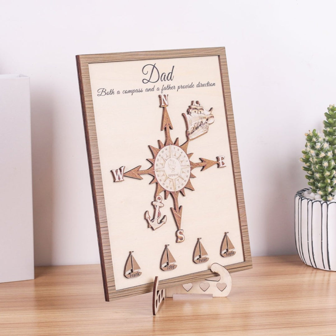 Personalized Wooden Compass Plaque – A Tribute to Dad - Canvasgiftco