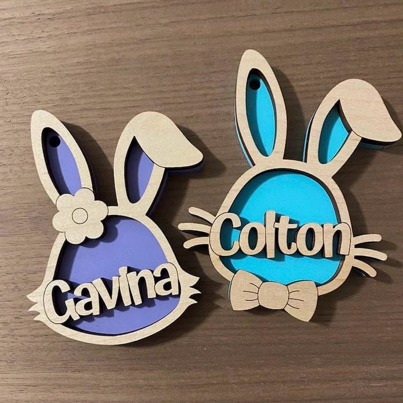 Personalized Wooden Easter Bunny Basket Tags - Canvasgiftco