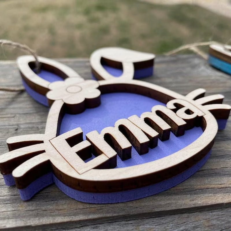 Personalized Wooden Easter Bunny Basket Tags - Canvasgiftco