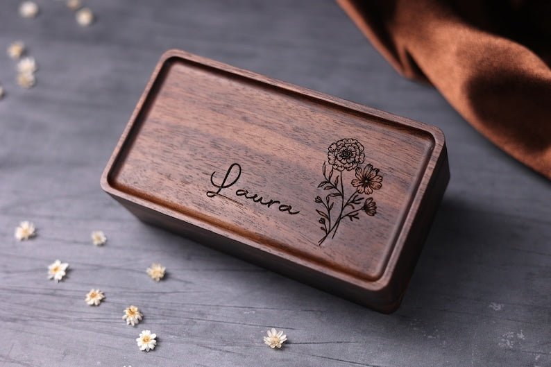 Personalized Wooden Jewelry Box - Birthday/Mother's Day Gift for Her - Canvasgiftco