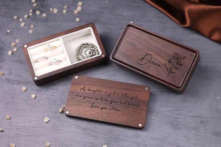 Personalized Wooden Jewelry Box - Birthday/Mother's Day Gift for Her - Canvasgiftco