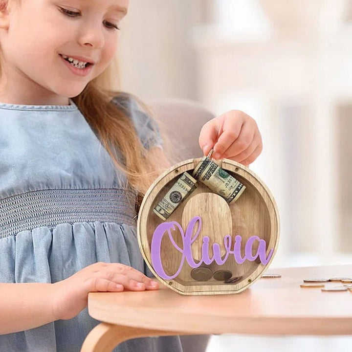 Personalized Wooden Letter Piggy Bank – Fun Way to Save! - Canvasgiftco