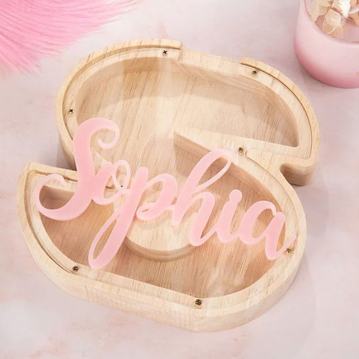 Personalized Wooden Letter Piggy Bank – Fun Way to Save! - Canvasgiftco