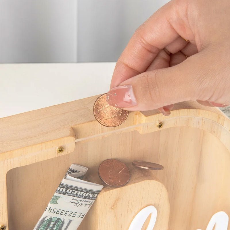 Personalized Wooden Letter Piggy Bank – Fun Way to Save! - Canvasgiftco