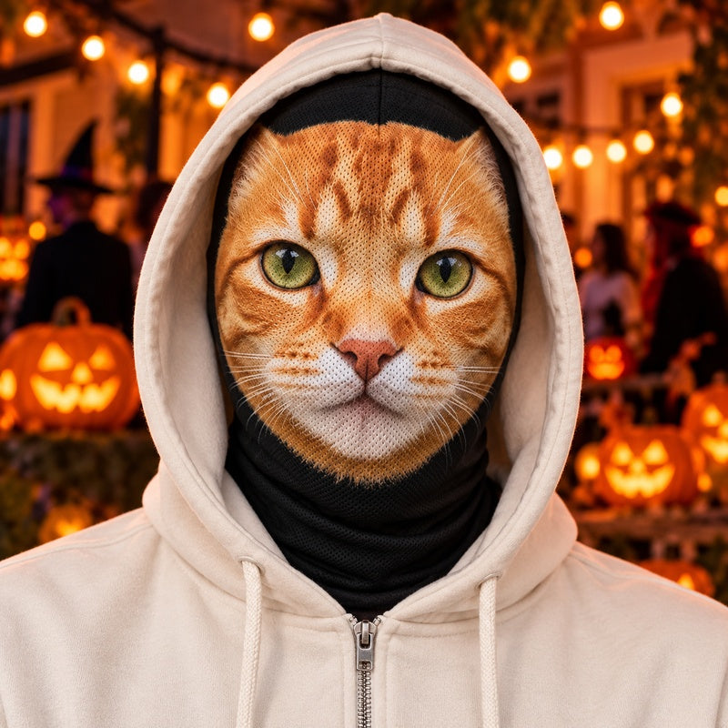 Personalized pet photo mesh balaclava worn with hoodie hood up: gallery-02