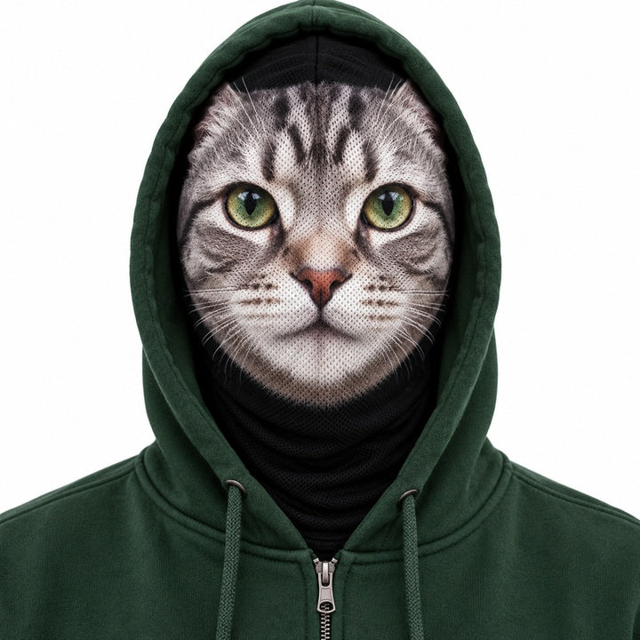 Personalized pet photo mesh balaclava worn with hoodie hood up: gallery-04