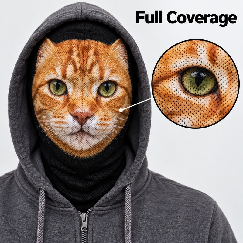 Personalized pet photo mesh balaclava worn with hoodie hood up: gallery-07
