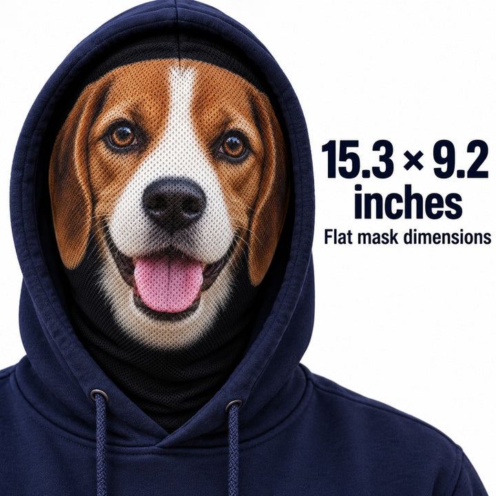 Personalized pet photo mesh balaclava worn with hoodie hood up: gallery-08