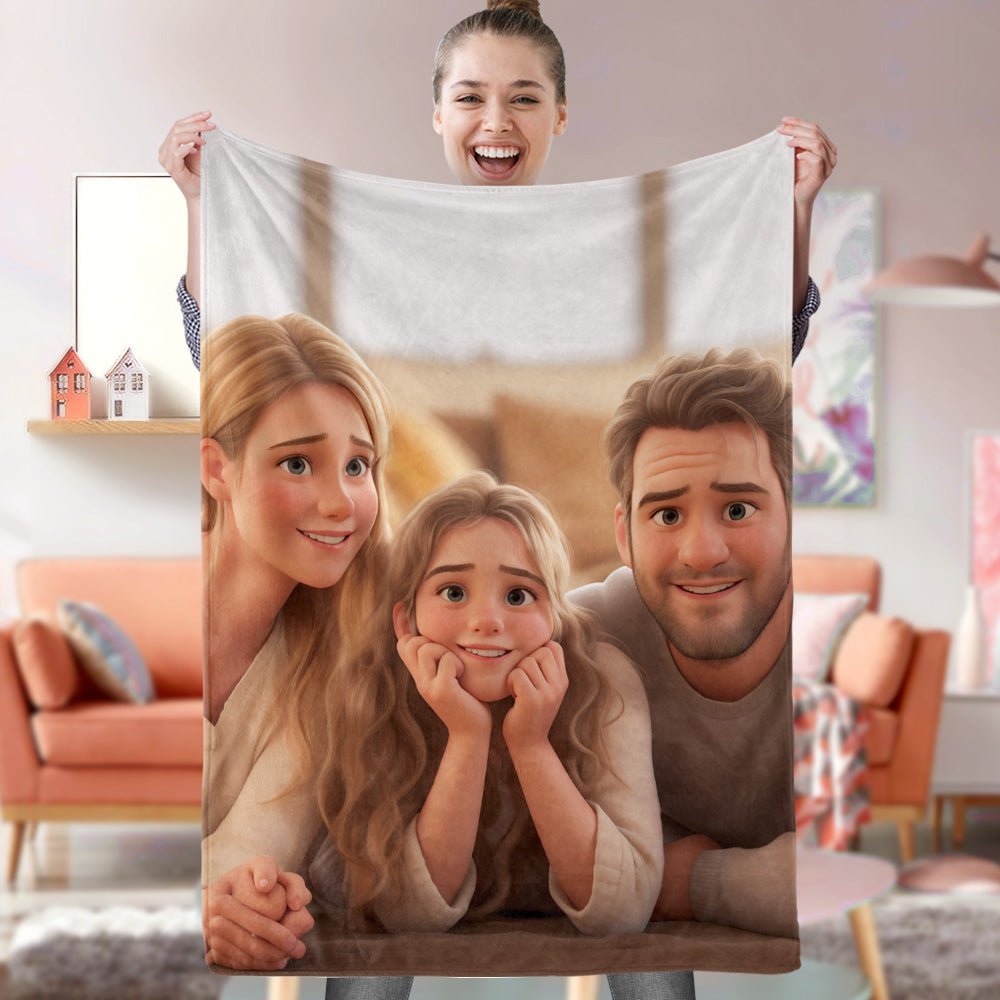 Photo Cartoonization - Personalized Blanket - Canvasgiftco