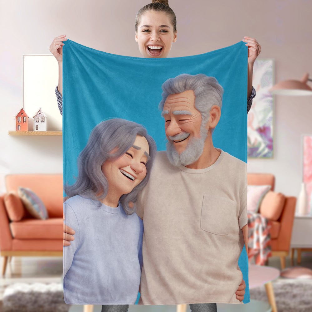 Photo Cartoonization - Personalized Blanket - Canvasgiftco