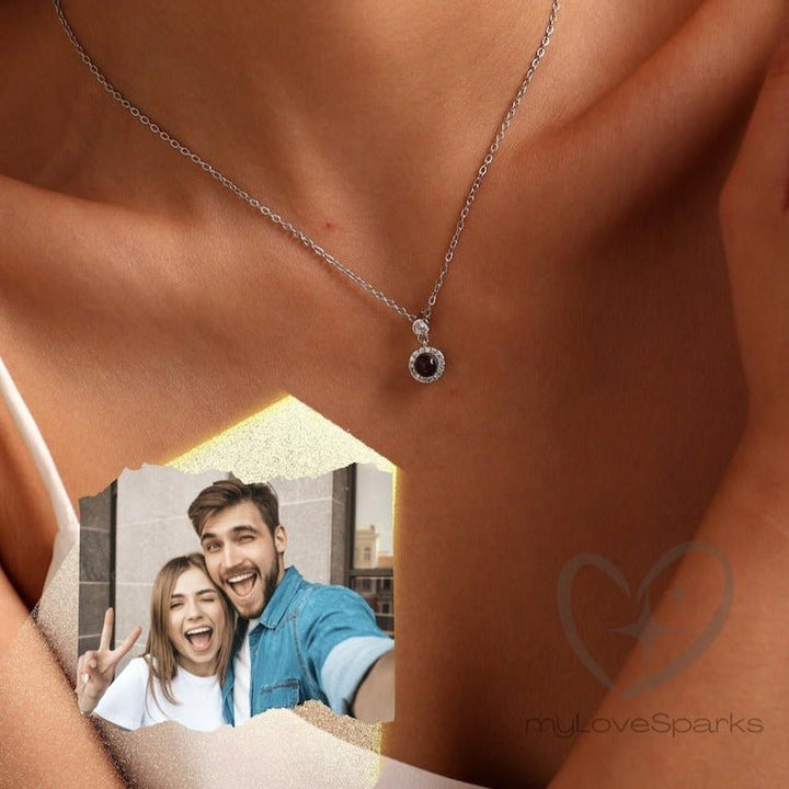 Photo Projection Necklace, Personalized Necklace, Memorial Gift, Gift for Her, Mom Necklace - Canvasgiftco