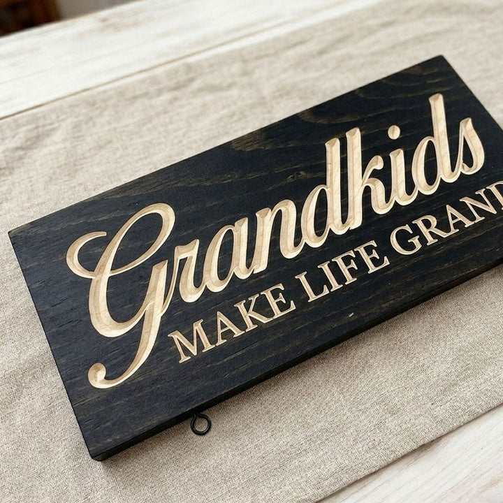 Preview-Personalized Grandkids Hanging Sign | Classic Engraved Edition - Canvasgiftco