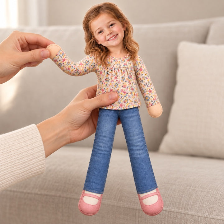 Custom Photo Bestie Gifts for Sisters, Coworkers And Family - Personalized Toy Poseable Plush Doll