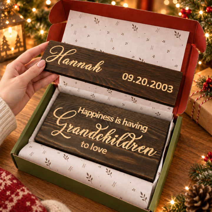 Personalized Grandkids Hanging Sign | Original Engraved Version